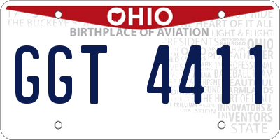 OH license plate GGT4411