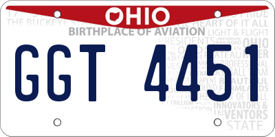 OH license plate GGT4451