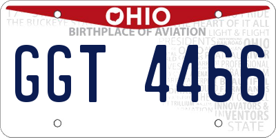 OH license plate GGT4466