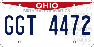 OH license plate GGT4472