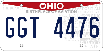 OH license plate GGT4476