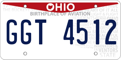 OH license plate GGT4512