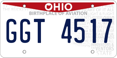 OH license plate GGT4517