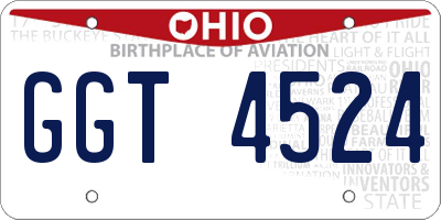 OH license plate GGT4524