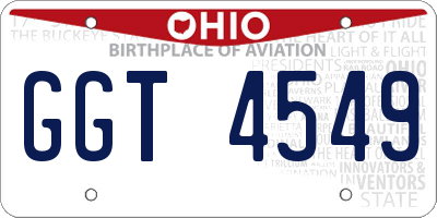 OH license plate GGT4549