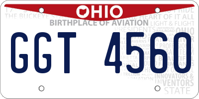 OH license plate GGT4560