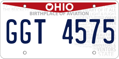 OH license plate GGT4575
