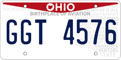 OH license plate GGT4576