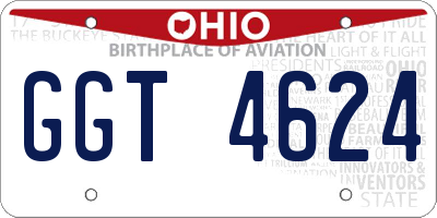 OH license plate GGT4624