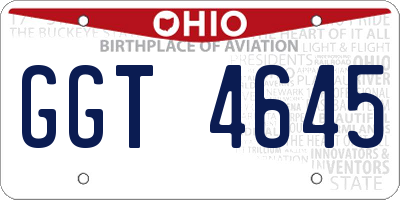 OH license plate GGT4645