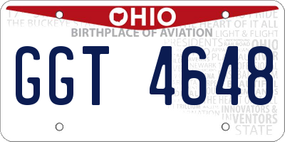 OH license plate GGT4648