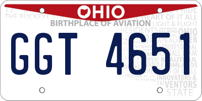 OH license plate GGT4651