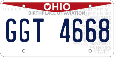 OH license plate GGT4668