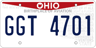 OH license plate GGT4701