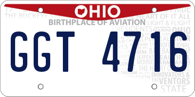 OH license plate GGT4716