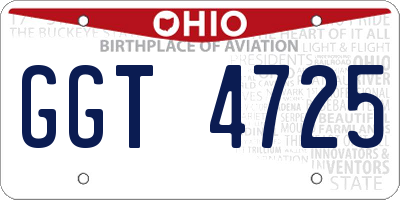 OH license plate GGT4725