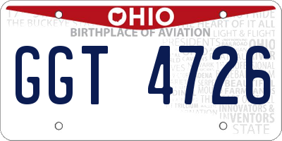 OH license plate GGT4726
