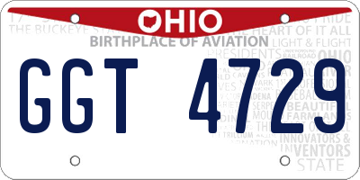OH license plate GGT4729