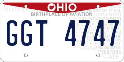 OH license plate GGT4747