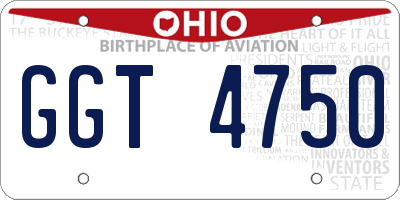 OH license plate GGT4750
