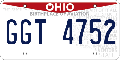 OH license plate GGT4752