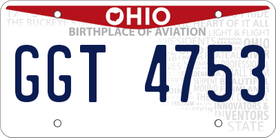 OH license plate GGT4753