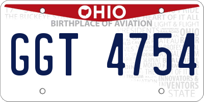 OH license plate GGT4754