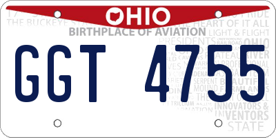 OH license plate GGT4755
