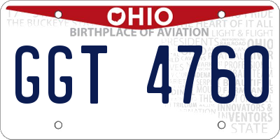 OH license plate GGT4760