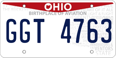 OH license plate GGT4763