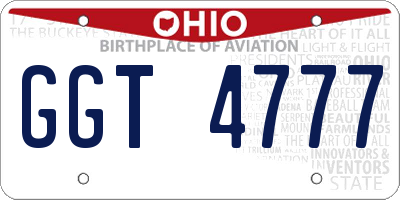 OH license plate GGT4777