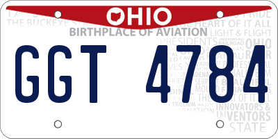OH license plate GGT4784