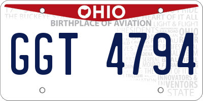 OH license plate GGT4794