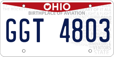 OH license plate GGT4803