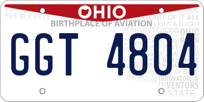 OH license plate GGT4804