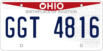 OH license plate GGT4816