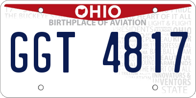 OH license plate GGT4817