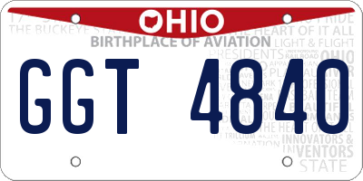 OH license plate GGT4840