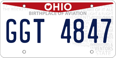 OH license plate GGT4847