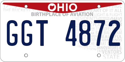 OH license plate GGT4872
