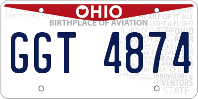 OH license plate GGT4874