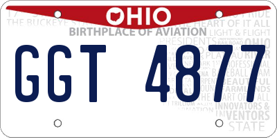 OH license plate GGT4877