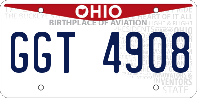 OH license plate GGT4908
