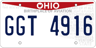 OH license plate GGT4916
