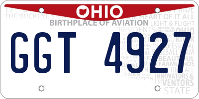 OH license plate GGT4927