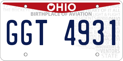 OH license plate GGT4931