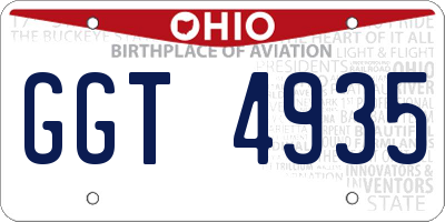 OH license plate GGT4935