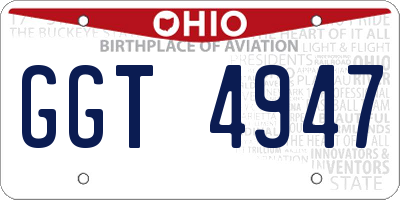 OH license plate GGT4947