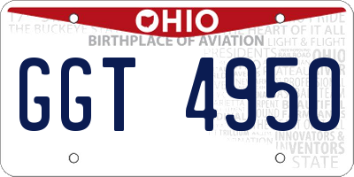 OH license plate GGT4950