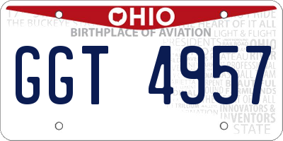 OH license plate GGT4957